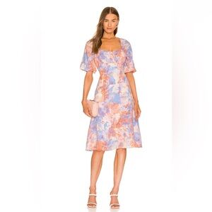 BCBGeneration Open Back with Bow Midi Dress in Abstract Tie Dye Women’s L